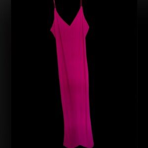 Hot pink strappy spaghetti strap straight line maxi dress medium 8/10